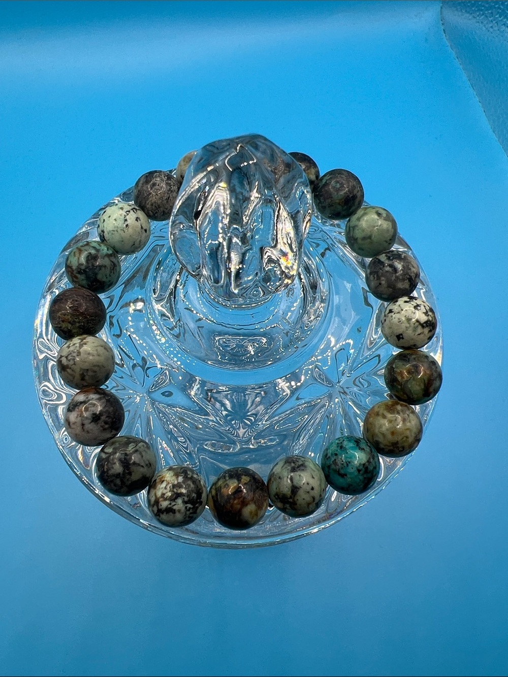 Multicolor Green and Brown African turquoise Bead Bracelet